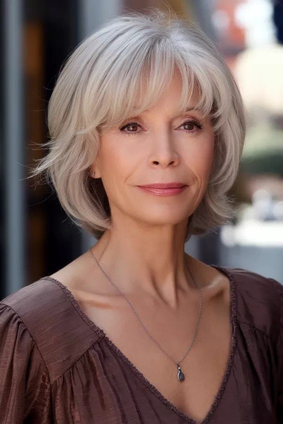 Classic Layered Bob with Side-Swept Bangs and Volume