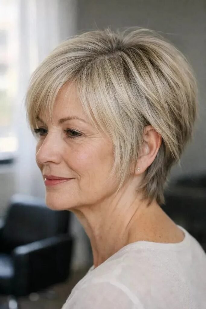 Classic Layered Pixie Cut with Side-Swept Bangs
