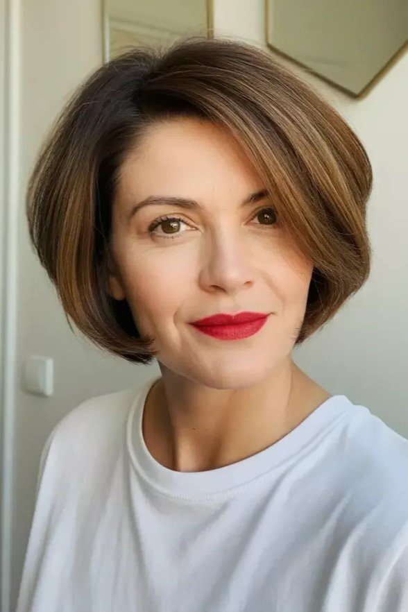Classic Rounded Bob with Side-Swept Part