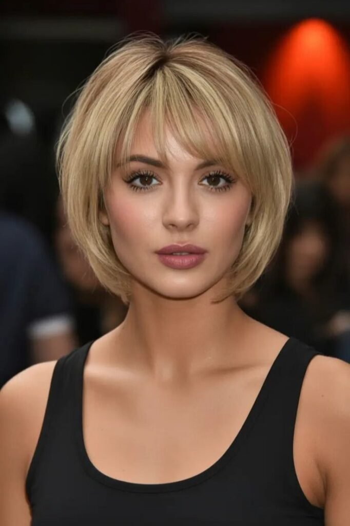 Classic Rounded Bob with Soft Bangs