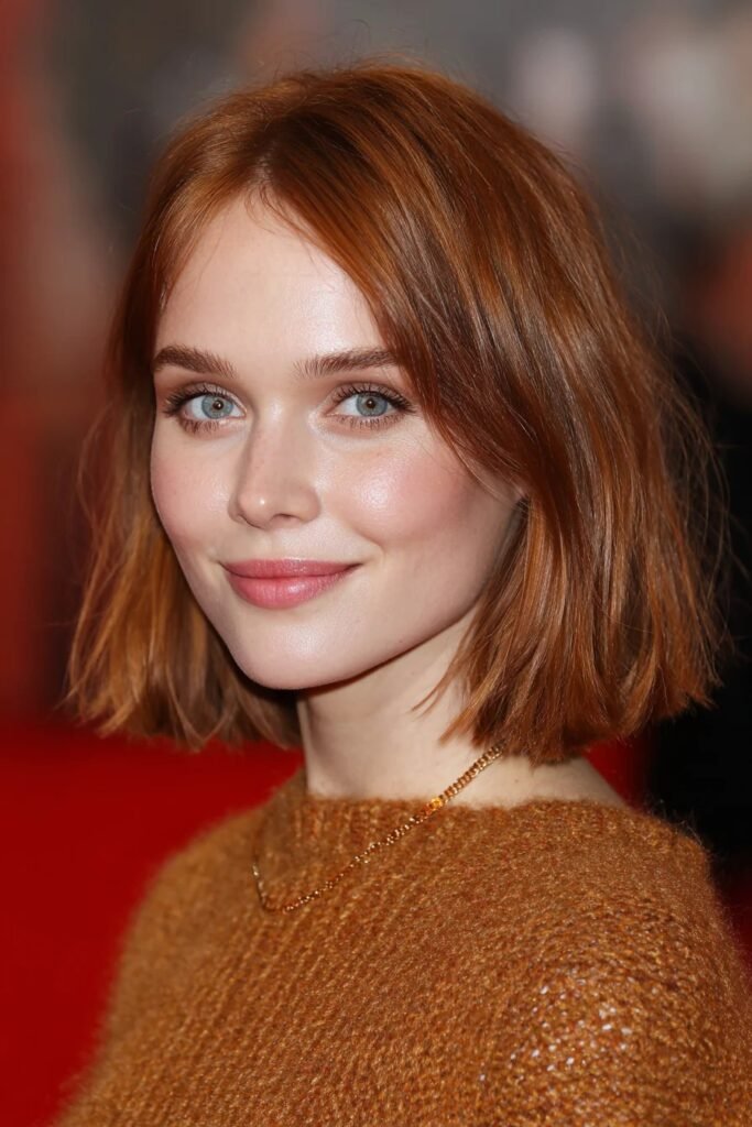 Copper Bob with Soft Center-Parted Fringe