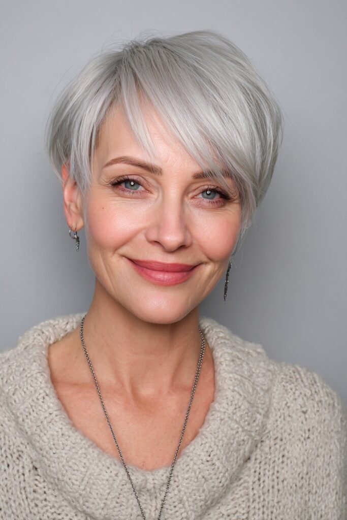 Cropped Pixie Cut with Side-Swept Bangs