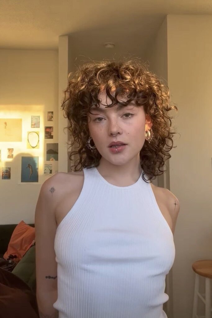 Curly Bob with Textured Bangs