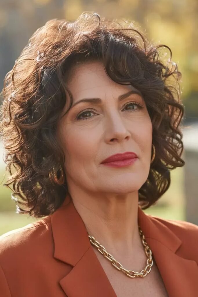 Curly Bob with Textured Fringe