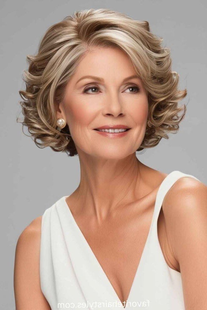 Curly Layered Bob with Volume and Side Part