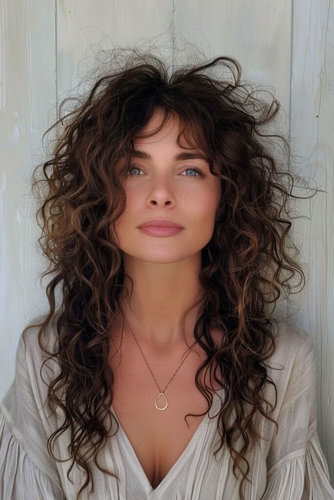 Curly Shag with Textured Bangs