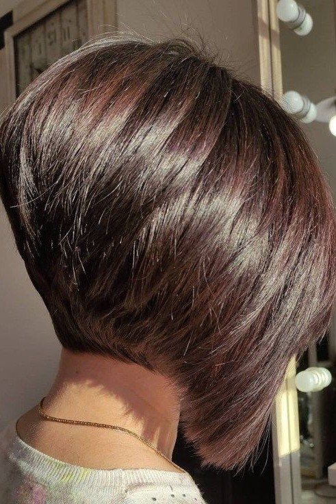 Dark Brown Angled Bob with Sleek Layers