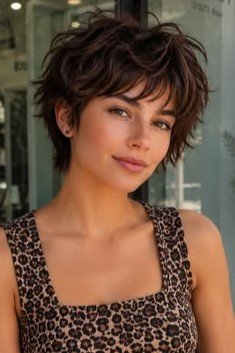 Dark Brown Shaggy Pixie Bob with Texture