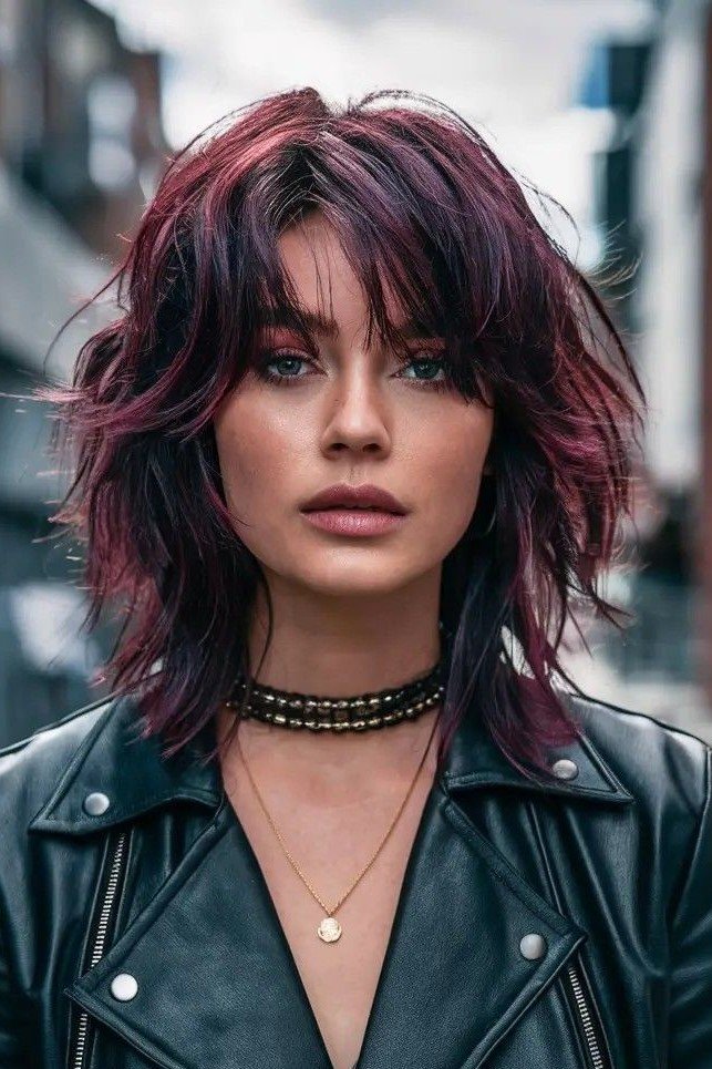 Dark Plum Shag with Textured Layers