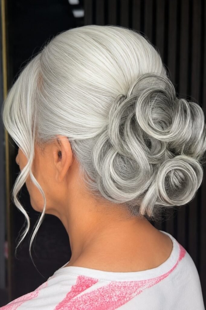 Elegant Updo with Curled Chignon