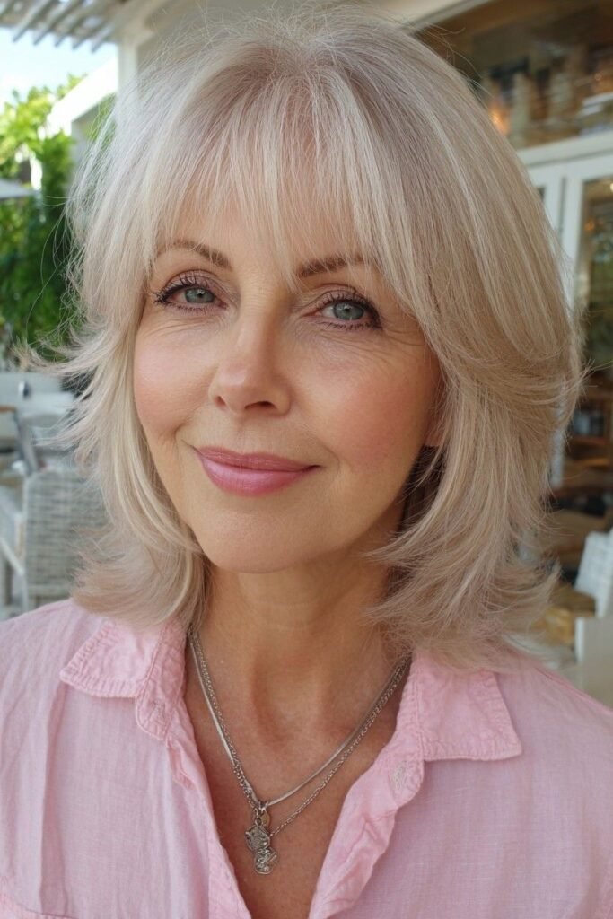 Feathered Layered Bob with Wispy Bangs
