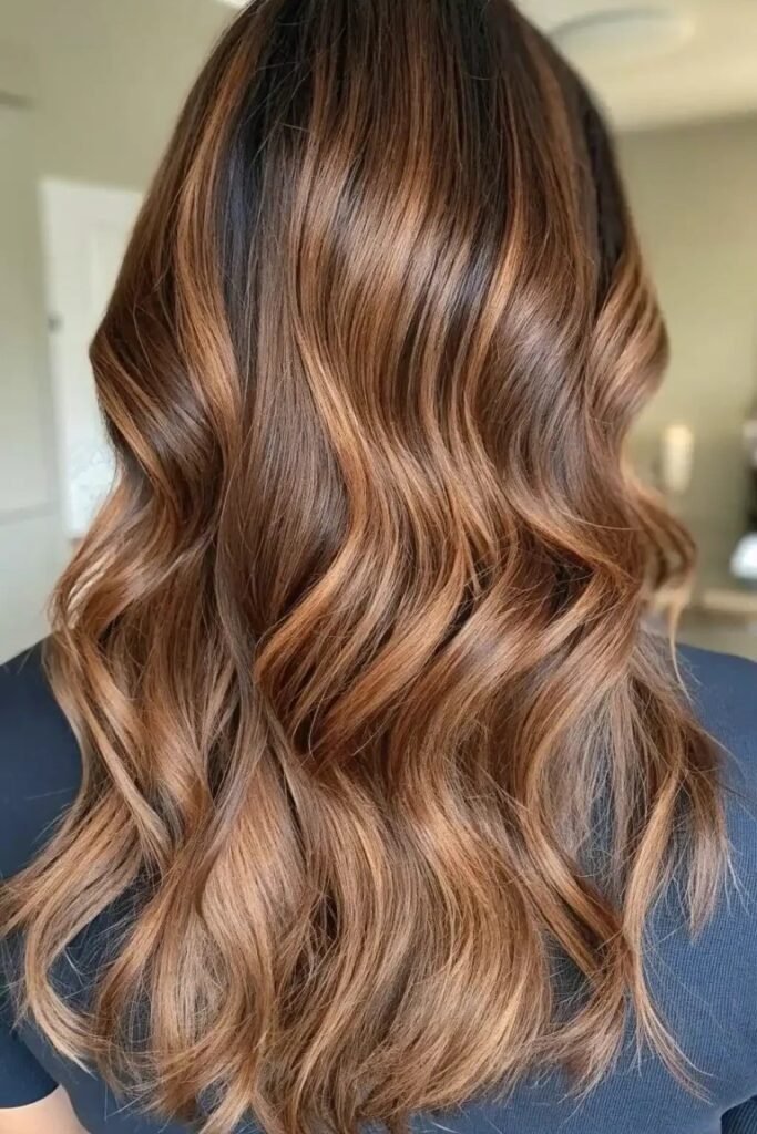 Glossy Caramel Balayage Waves