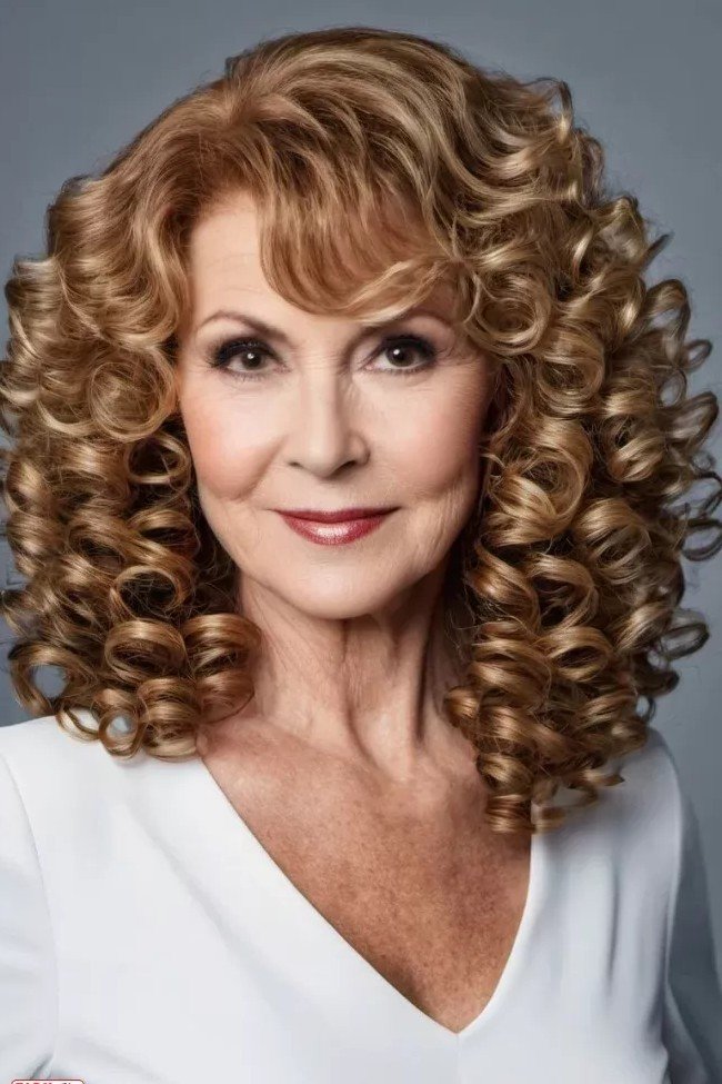 Golden Spiral Curls with Soft Fringe