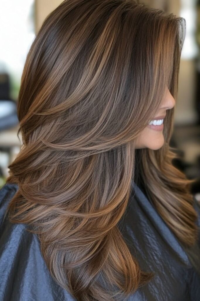 Layered Blowout Hair with Soft Highlights