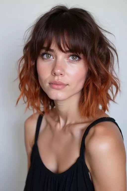 Layered Bob with Ombre Ends and Bangs
