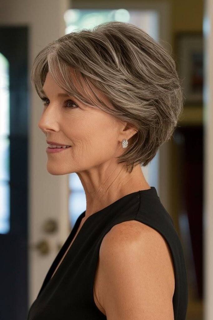 Layered Bob with Soft Curtain Bangs