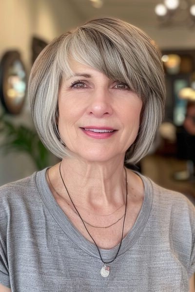 Layered Bob with Soft Side-Swept Bangs

