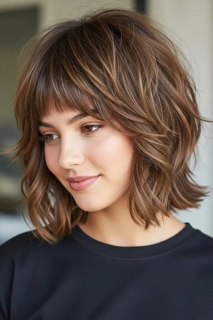 Layered Choppy Bob with Fine Highlights