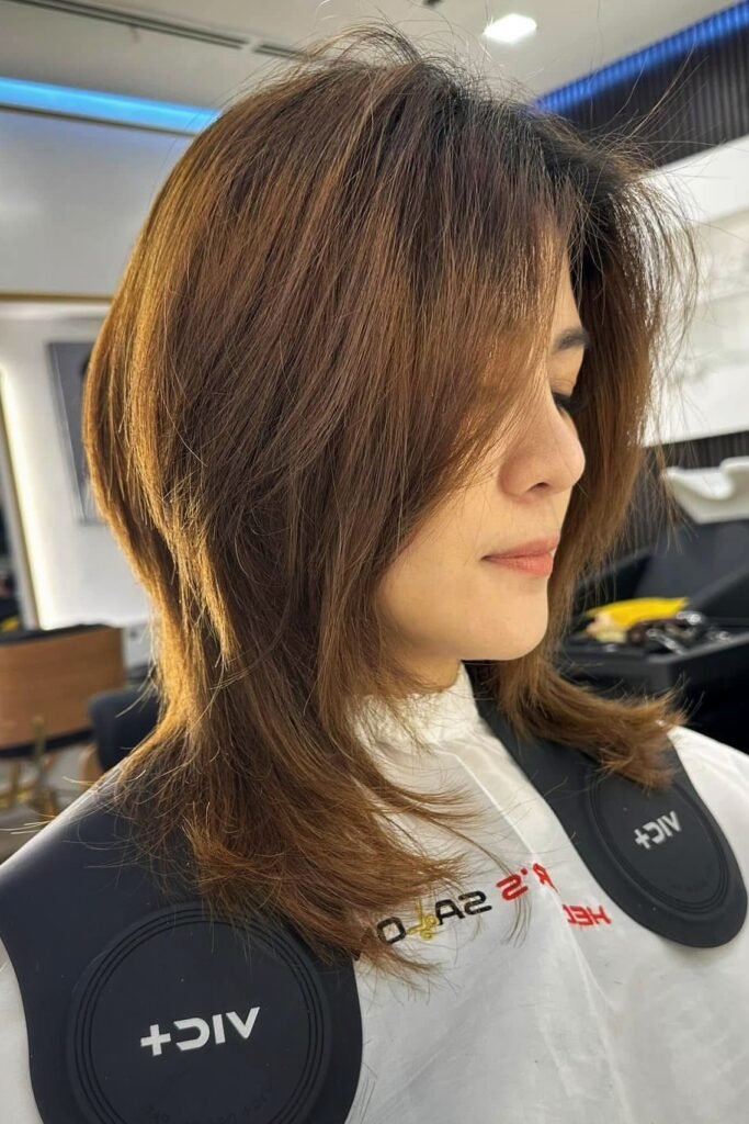 Layered Medium Shag with Feathered Ends
