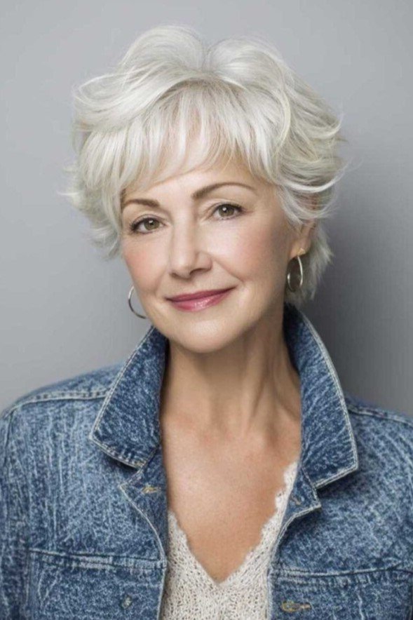 Layered Shag Haircut with Wispy Bangs