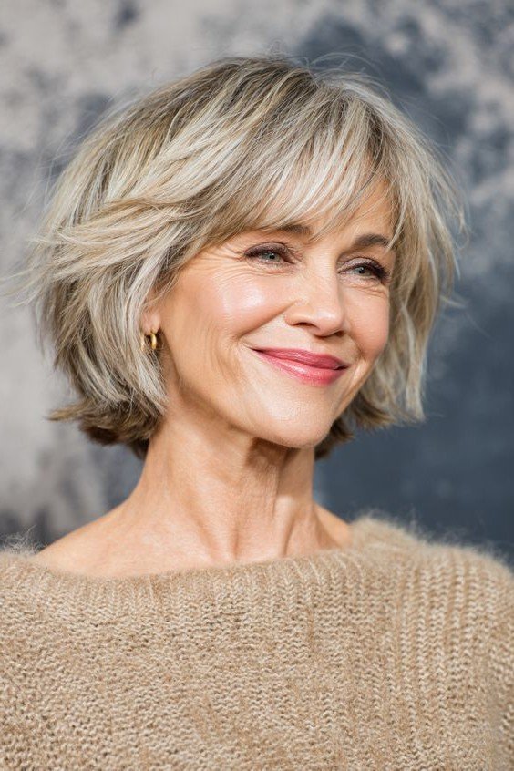 Layered Shaggy Bob with Side-Swept Bangs