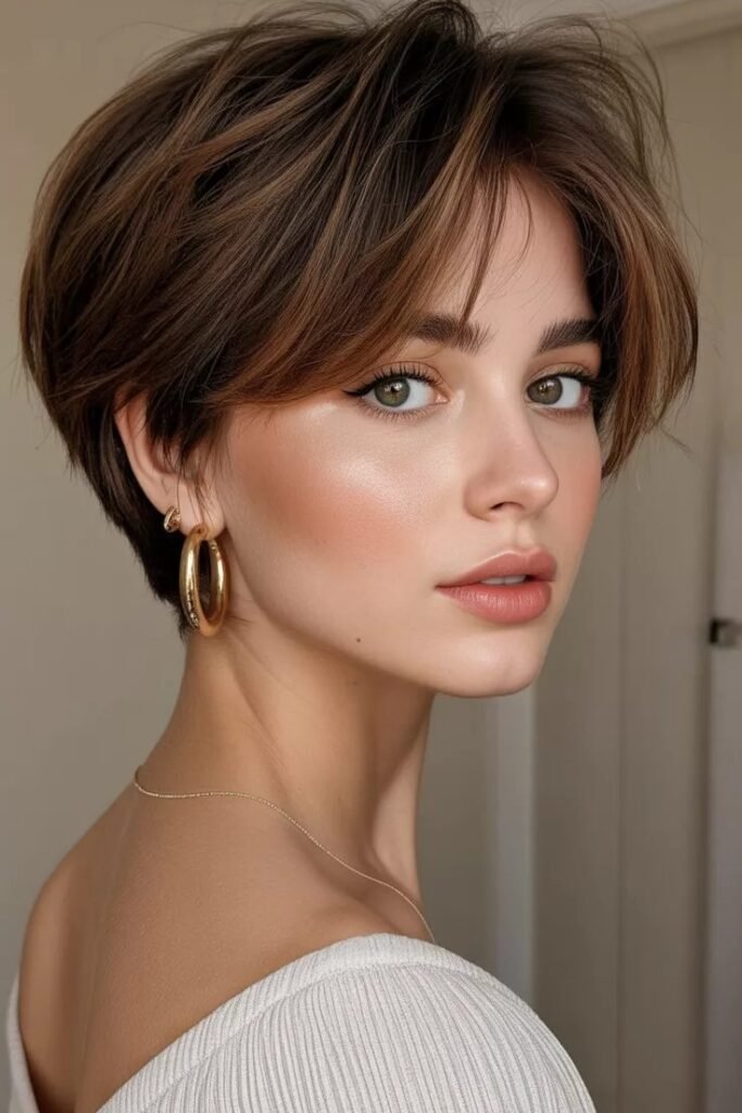 Layered Short Bob with Curtain Bangs