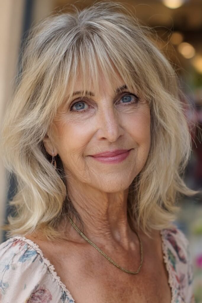 Layered Shoulder-Length Hair with Bangs