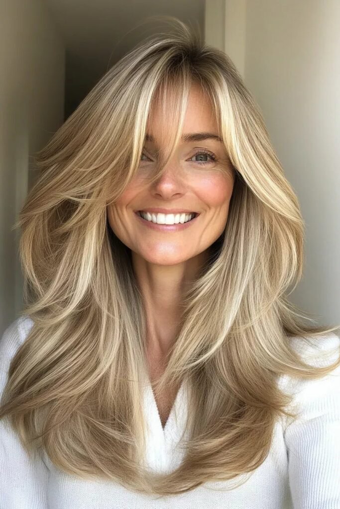 Long Layered Blowout with Face-Framing Highlights