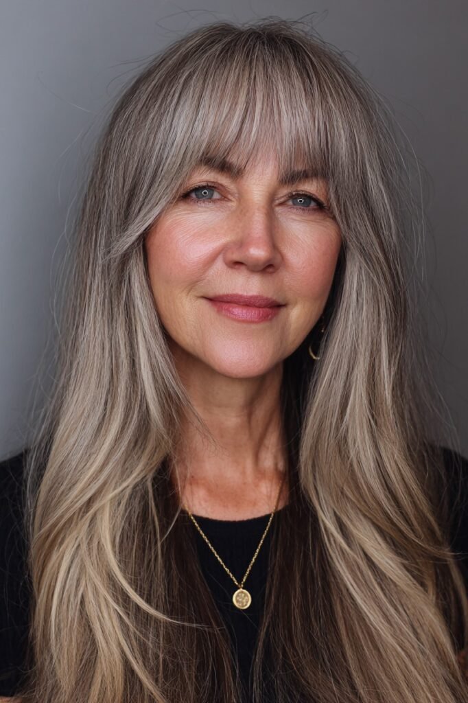 Long Layered Hair with Face-Framing Highlights