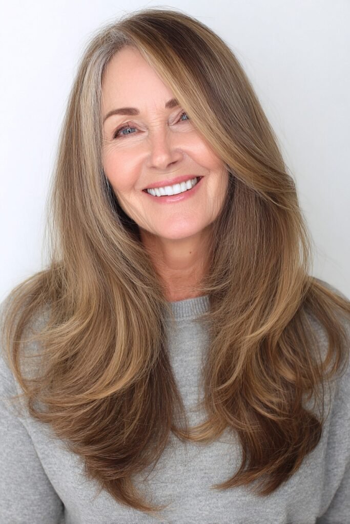 Long Layered Hair with Face-Framing Highlights