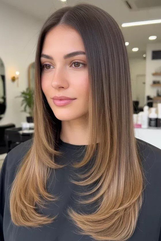 Long Layered Hair with Face-Framing Highlights