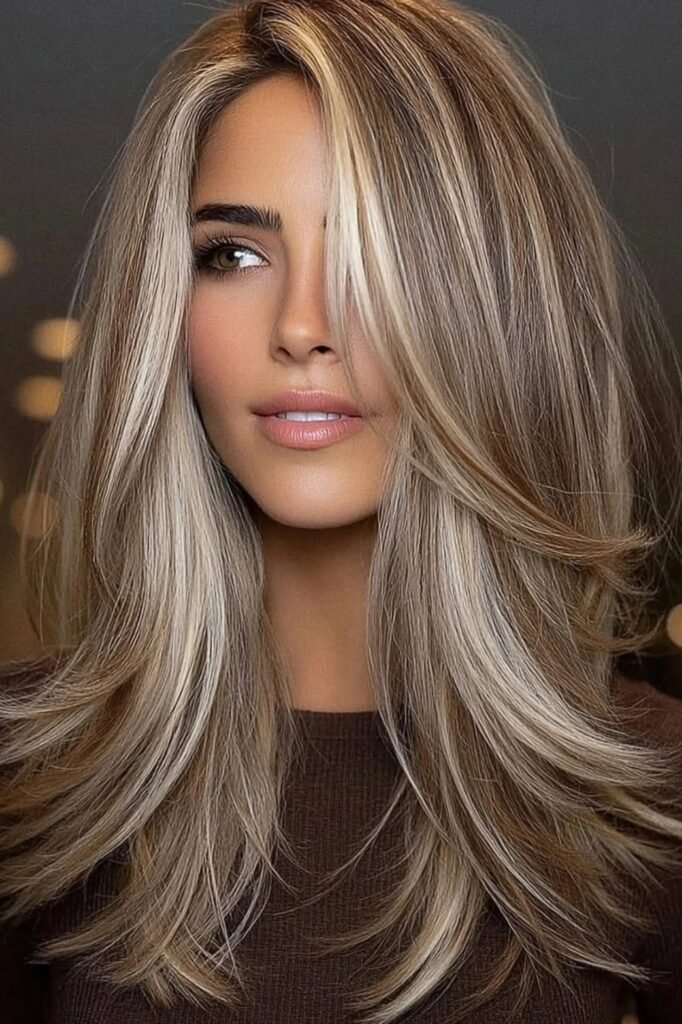 Long Layered Hair with Face-Framing Highlights