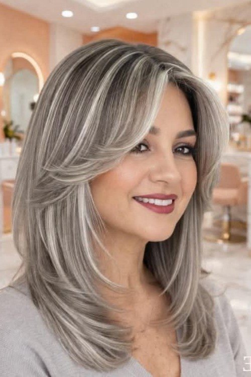 Long Layered Hair with Face-Framing Highlights