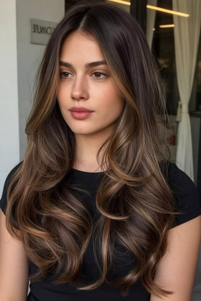 Long Layered Hair with Face-Framing Highlights