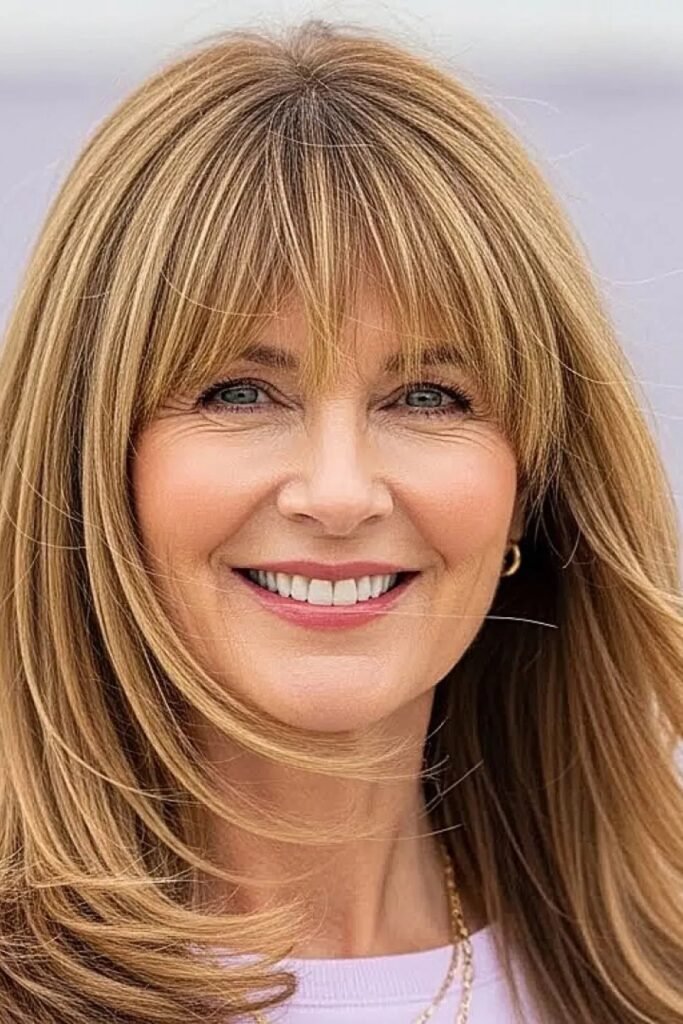 Long Layered Hair with Soft Full Bangs