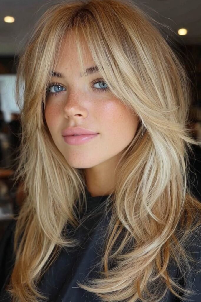 Long Shaggy Hair with Curtain Bangs