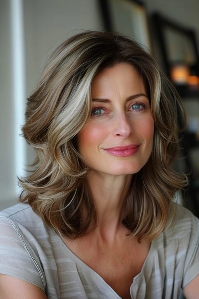 Medium Layered Shag with Face-Framing Blonde Highlights