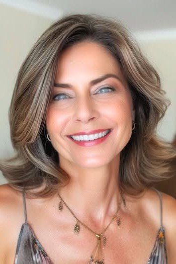 Medium-Length Layered Hair with Flip-Out Ends
