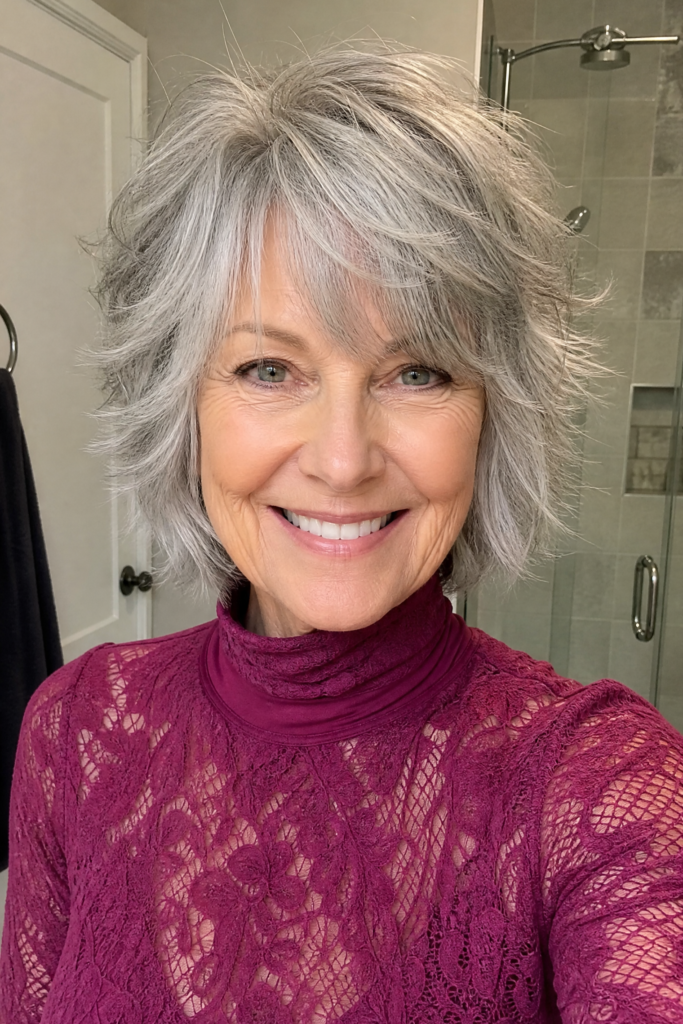 Messy Layered Shag Bob with Soft Fringe