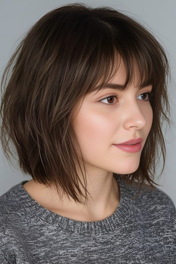 Messy Shaggy Bob with Piece-y Bangs