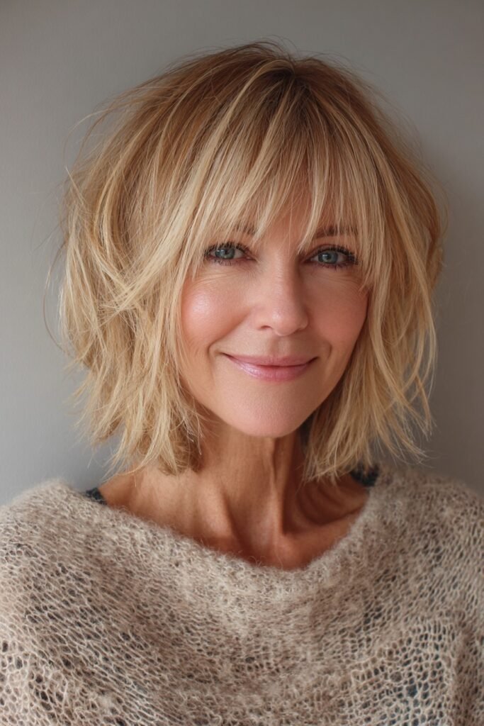 Messy Shaggy Bob with Piece-y Bangs