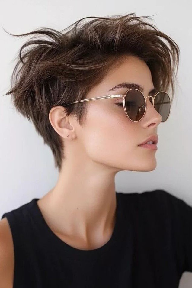 Messy Textured Pixie with Side Parting