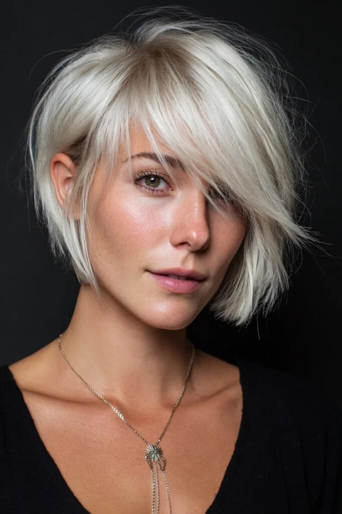 Messy Textured Platinum Bob
