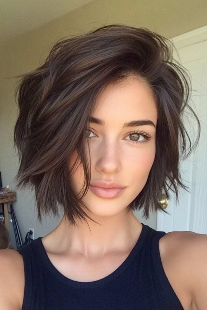 Messy Wavy Bob with Side-Swept Volume