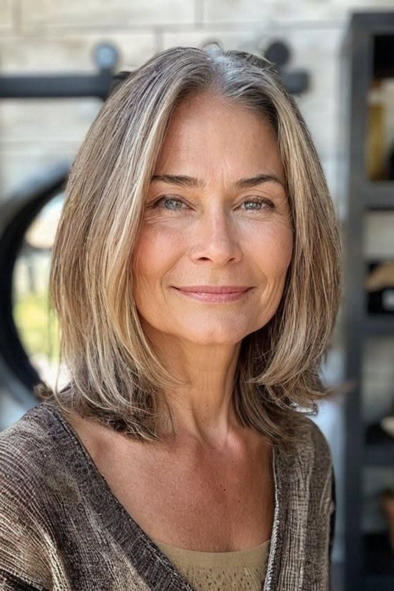 Mid-Length Layered Hair with Highlights