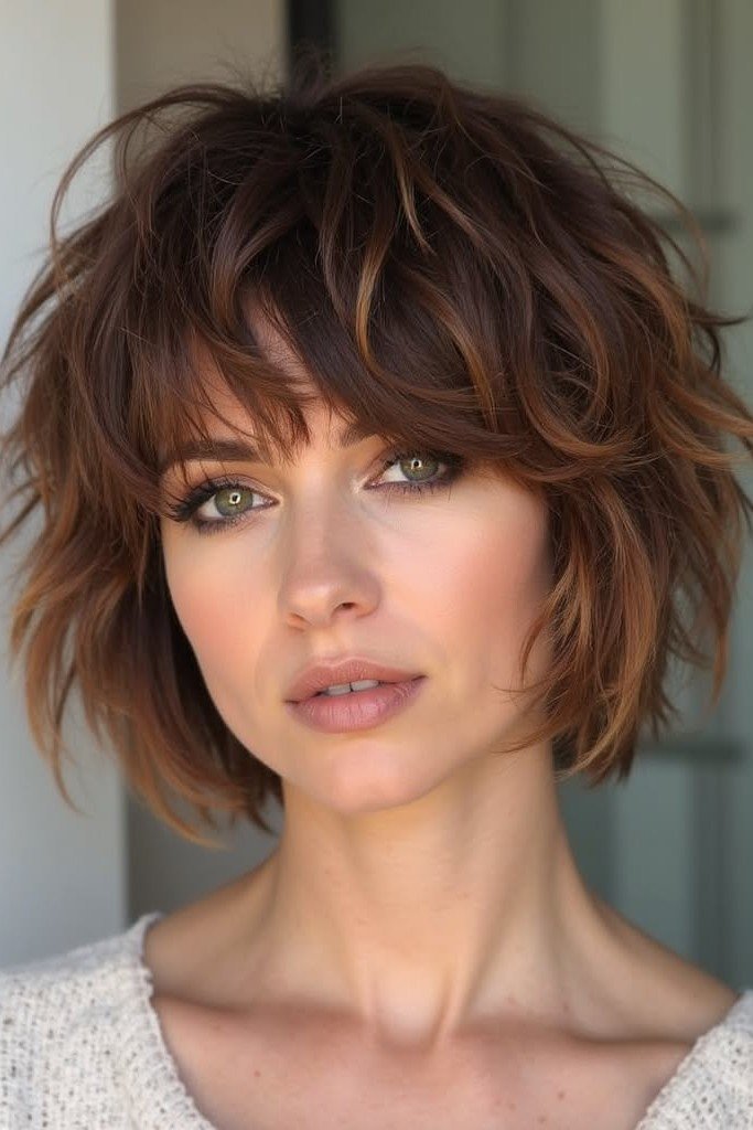 Piece-y Choppy Bob with Soft Waves