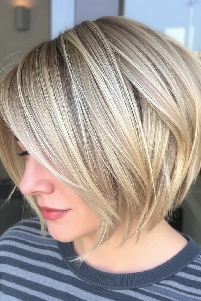 Platinum Blonde Layered Bob