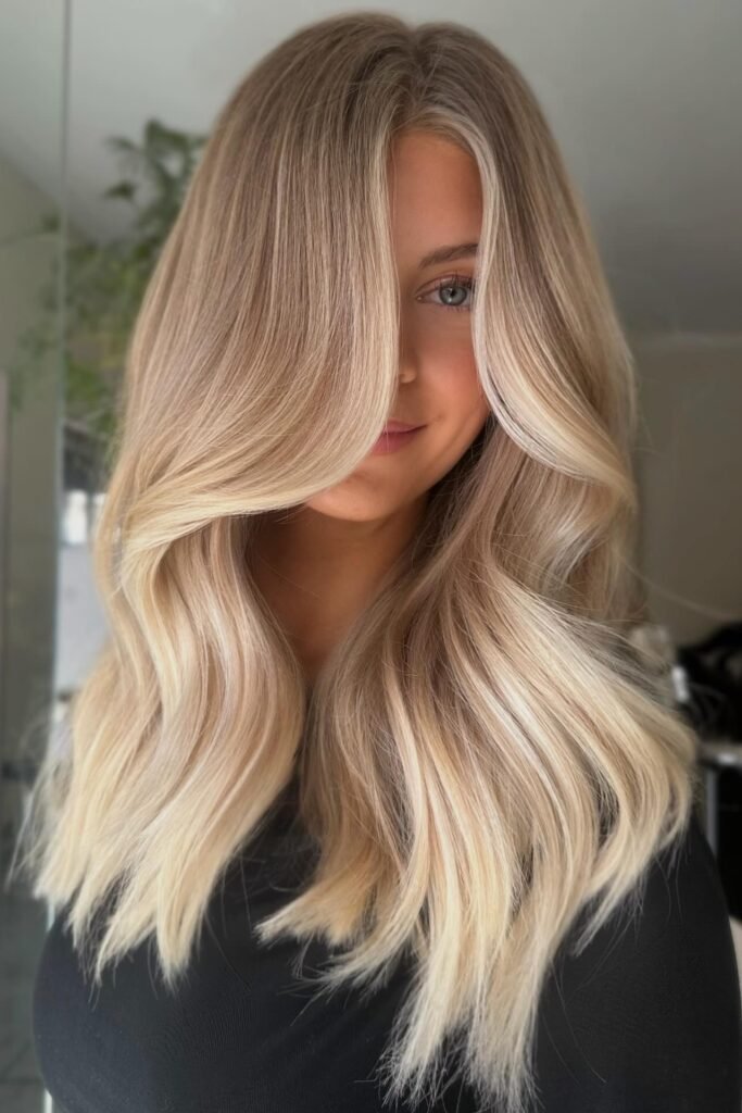 Platinum Blonde with Beige Balayage