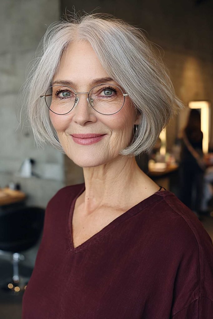 Polished Silver Bob with Rounded Ends and Center Part
