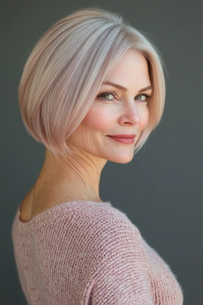 Polished Sleek Bob with Soft Pink Undertones